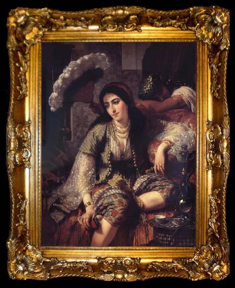 framed  Ange Tissier Algerian Woman and her slave, ta009-2